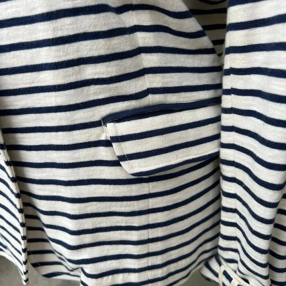 J.CREW size M blazer cream with navy stripes cotton